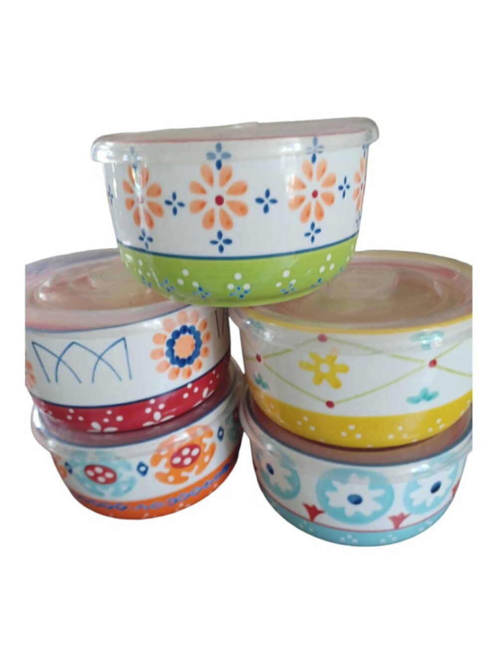 Signature Housewares Stoneware bowls w. Lids x 5